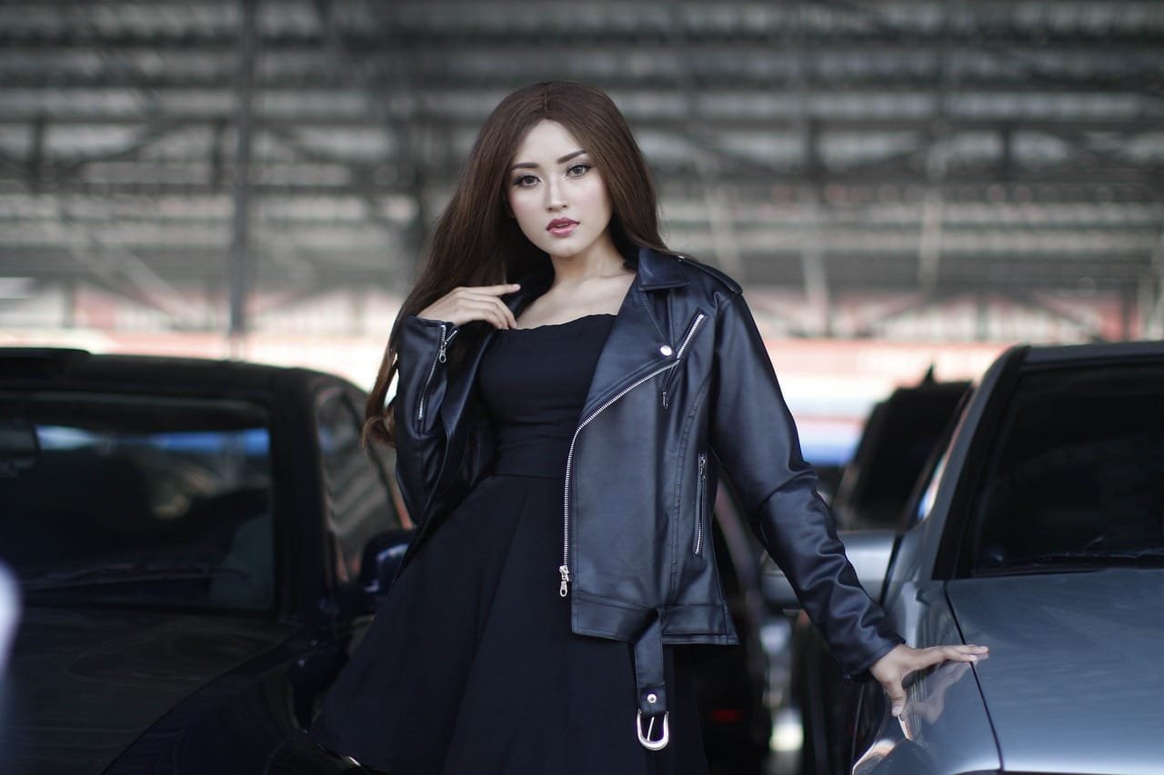 woman, model, pose, dress, tights, leather jacket, female, body, young, adult, skin, glamour, leather jacket, leather jacket, leather jacket, leather jacket, leather jacket